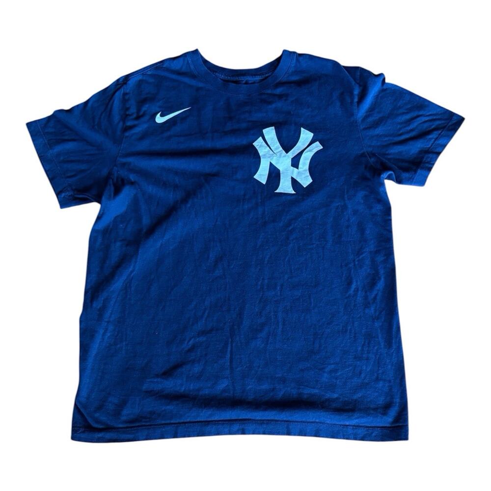 Nike MLB New York Yankees Crewneck Tee Shirt Navy White Logo Sz M